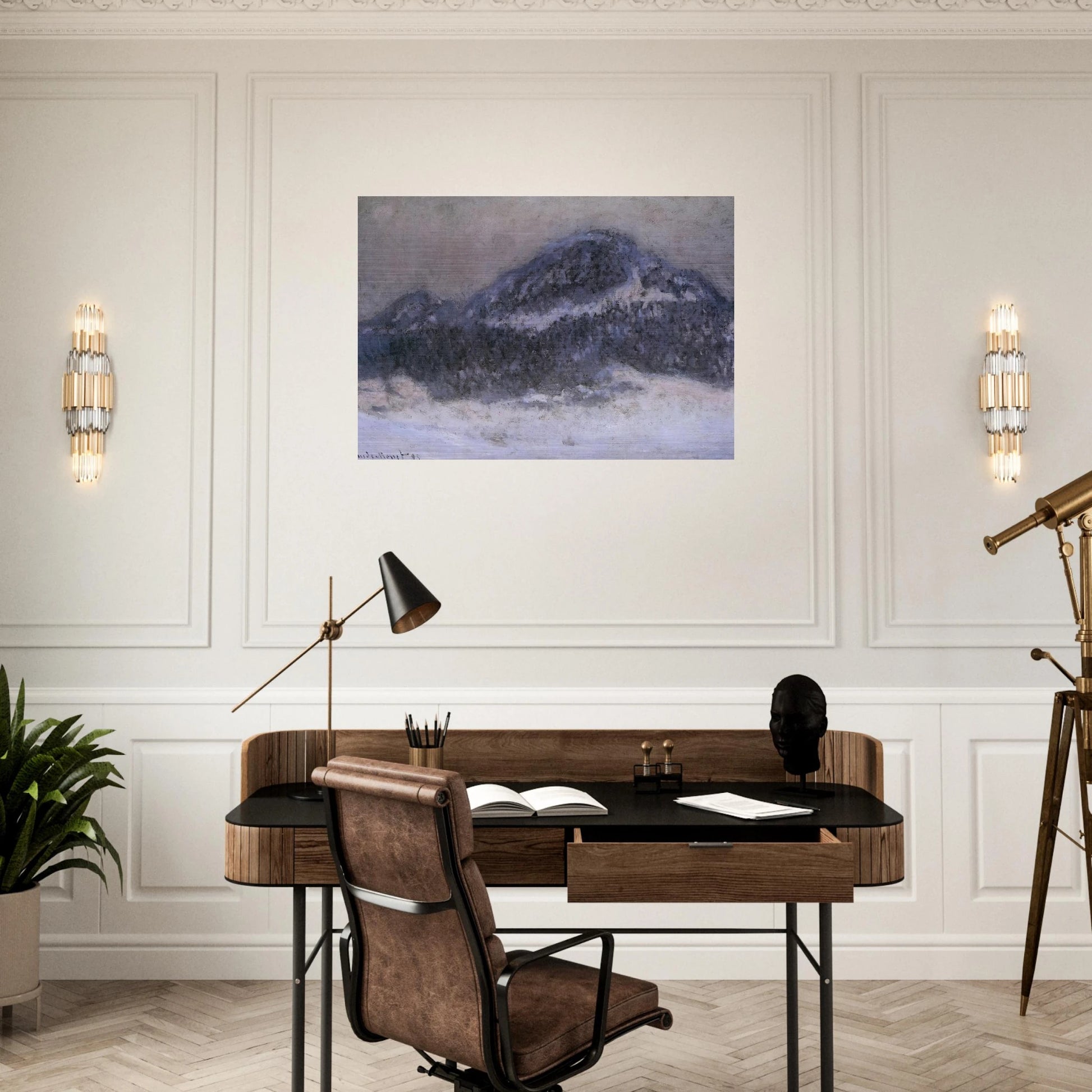 Mount Kolsaas in Misty Weather - claude monet Brushed Aluminum Print - 70x100 cm / 28x40 inches | claude monet Aluminum Print | claude monet Prints