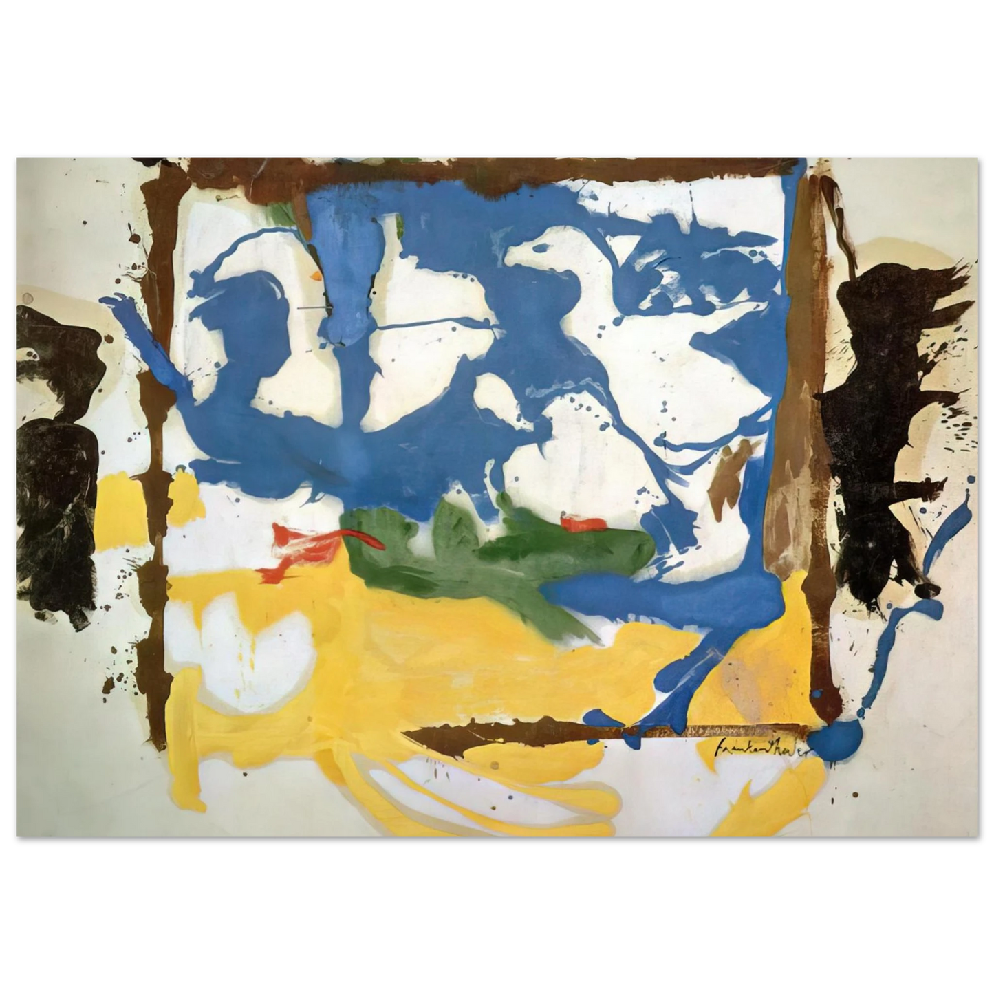 Helen Frankenthaler - Swan Lake #2 - 1961 Wall art - 13x18 cm / 5x7 inches - Premium Wooden Framed Poster With Fine Art Paper - White frame