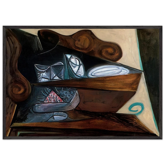 The buffet of  Catalan  - Pablo Picasso 70x100 cm / 28x40 inches Framed Art Print – Black Wooden Frame