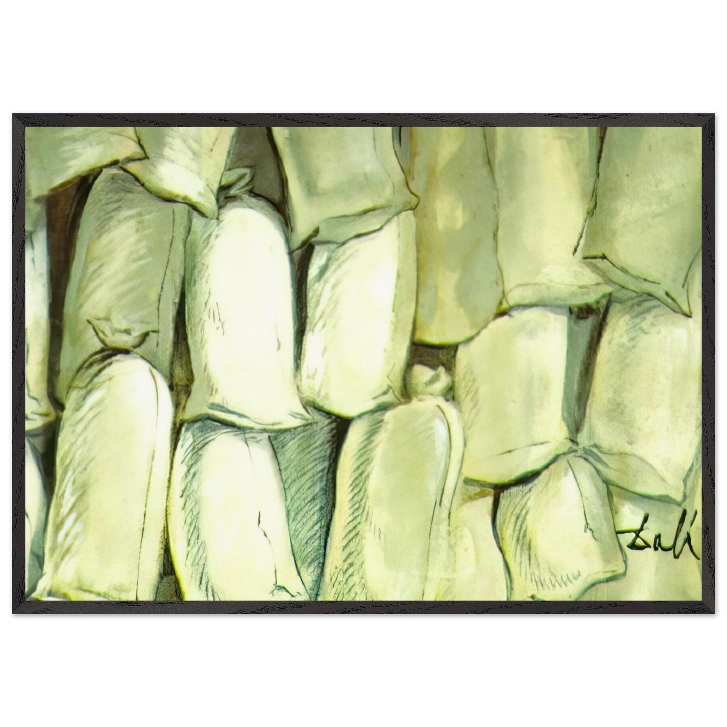 SET DESIGN FOR THE BALLET LOS SACOS DEL MOLINERO 3 - Salvador Dali Framed Art Print – Black Wooden Frame - Default Title - -Framed Art Print