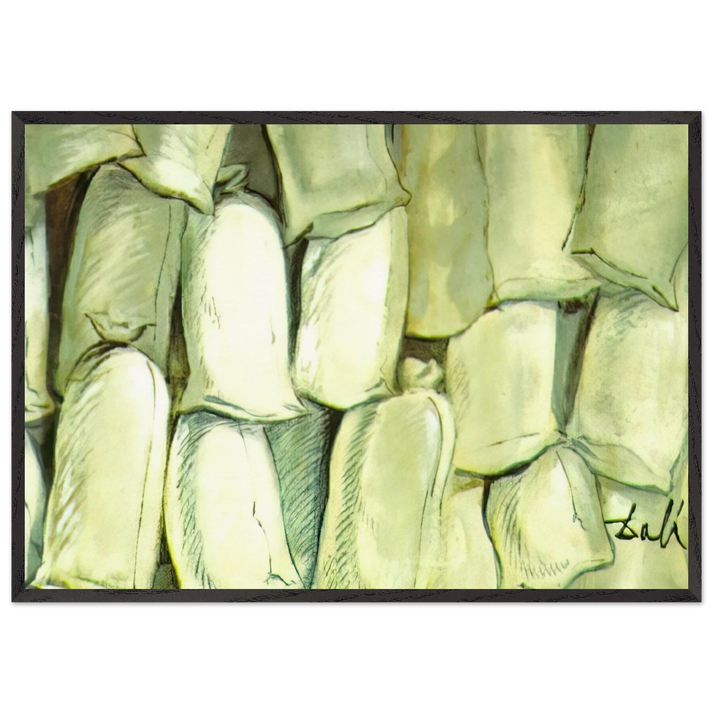 SET DESIGN FOR THE BALLET LOS SACOS DEL MOLINERO 3 - Salvador Dali 70x100 cm / 28x40 inches Framed Art Print – Black Wooden Frame