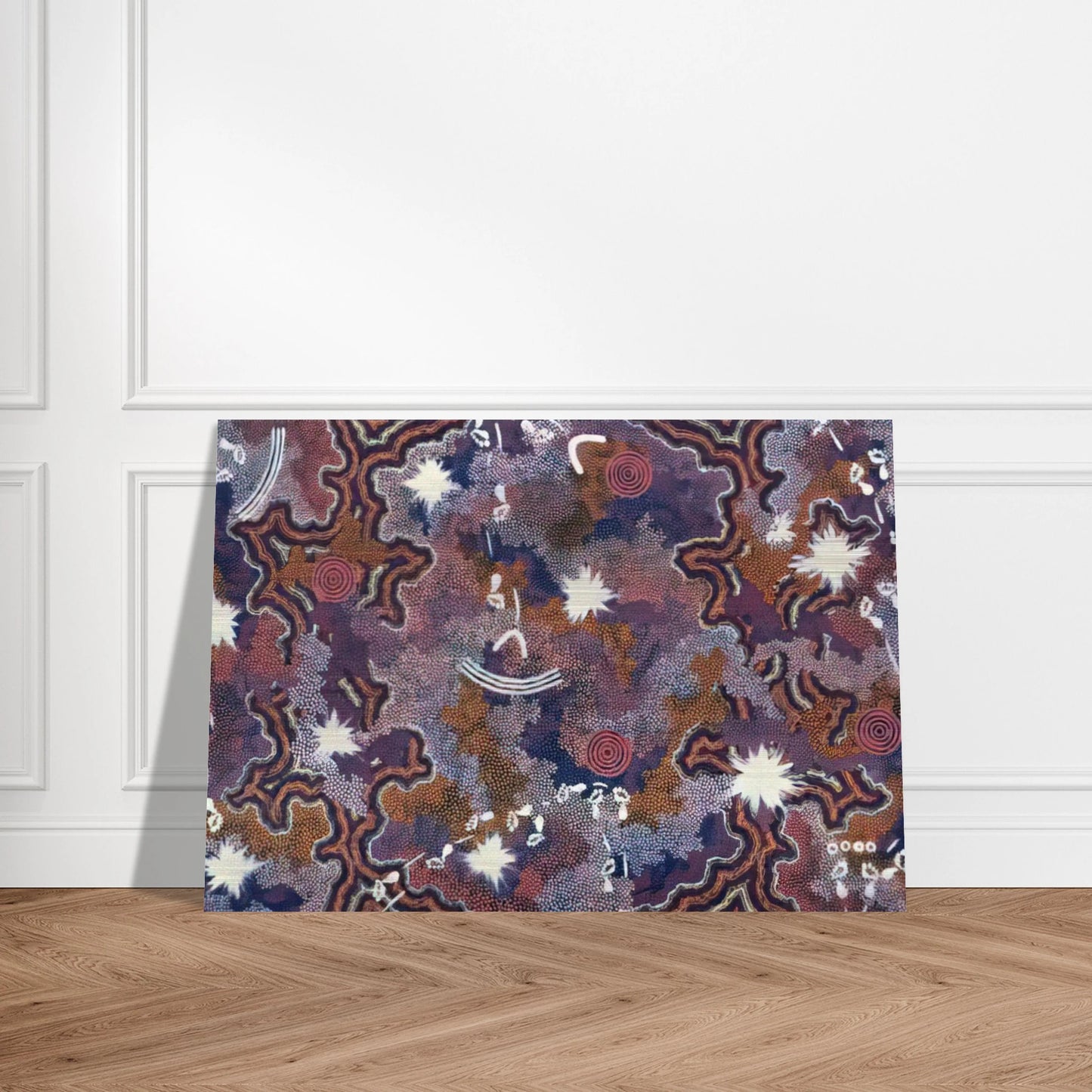 Ngarlu - 1994 - Clifford Possum Tjapaltjarri Brushed Aluminum Print - 70x100 cm / 28x40 inches | Clifford Possum Tjapaltjarri Aluminum Print | Clifford Possum Tjapaltjarri Prints