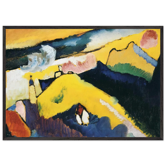 MOUNTAIN LANDSCAPE WITH CHURCH 1910 - Wassily Kandinsky 70x100 cm / 28x40 inches Framed Art Print – Black Wooden Frame