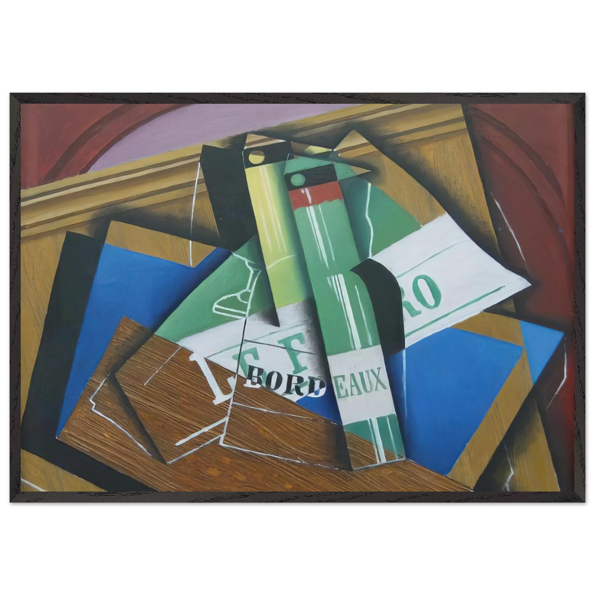 THE BORDEAUX BOTTLE 1915 - Juan Gris Framed Art Print – Black Wooden Frame - Default Title - -Framed Art Print