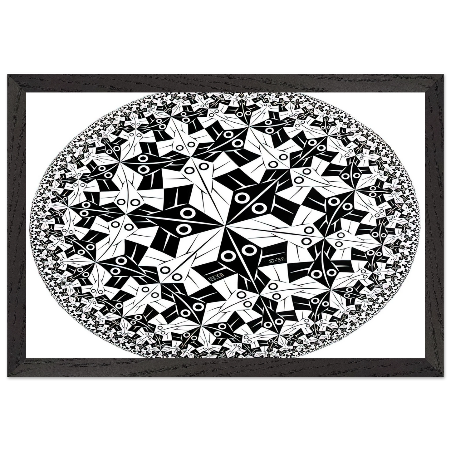 MC Escher - CIRCLE LIMIT I Wall Art - 21x29.7 cm / 8x12" - Premium Wooden Framed Poster With Fine Art Paper - White frame