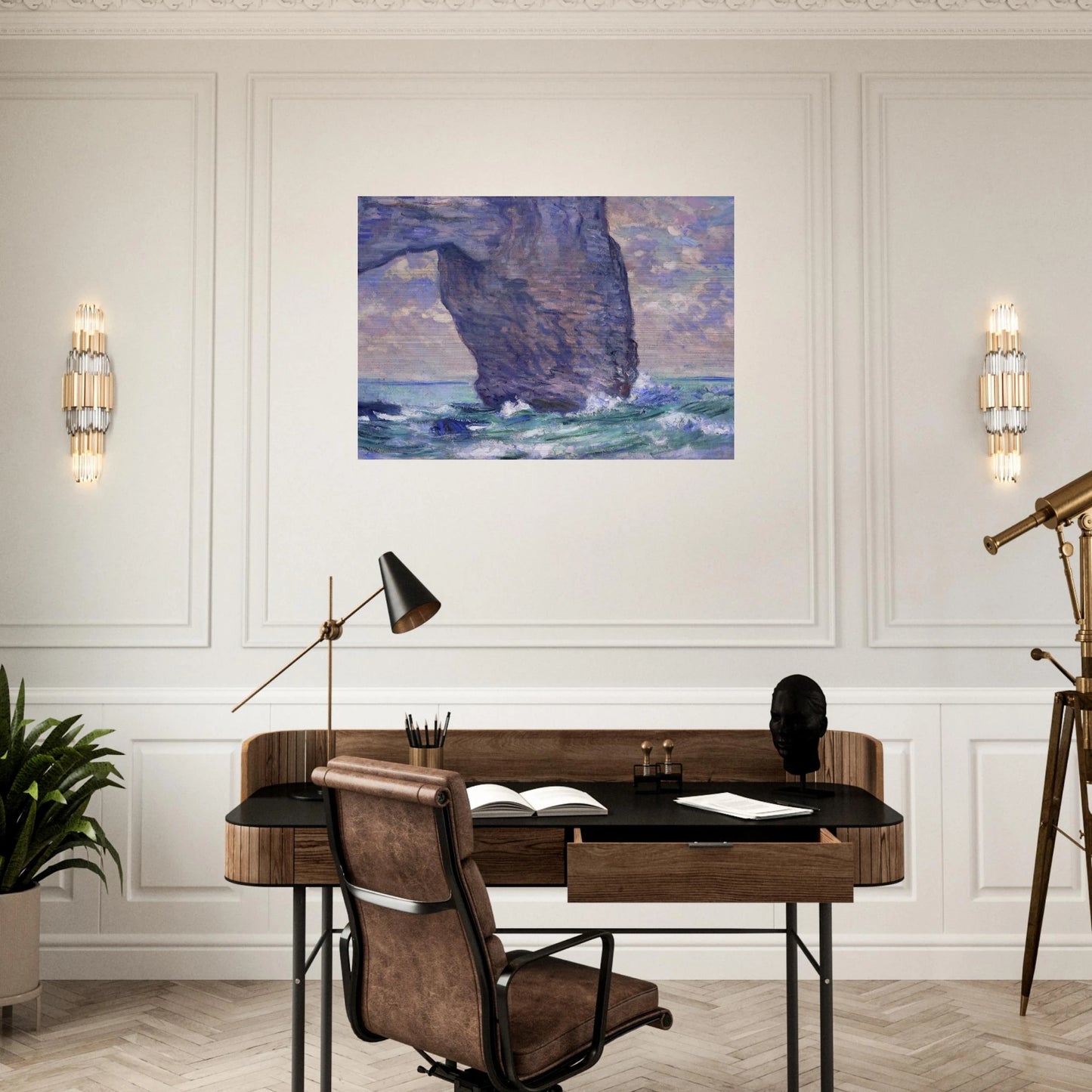 The Manneport, Seen from Below - claude monet Brushed Aluminum Print - 70x100 cm / 28x40 inches | claude monet Aluminum Print | claude monet Prints