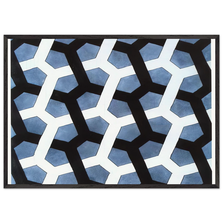 INTERLACED HEXAGON - MC Escher 70x100 cm / 28x40 inches Framed Art Print – Black Wooden Frame | Maurits Cornelis Escher Prints