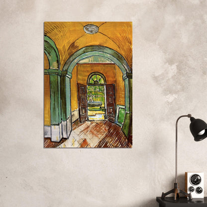 The Entrance Hall of Saint-Paul Hospital - Vincent van Gogh Brushed Aluminum Print - 70x100 cm / 28x40 inches | Vincent van Gogh Aluminum Print | Vincent van Gogh Prints