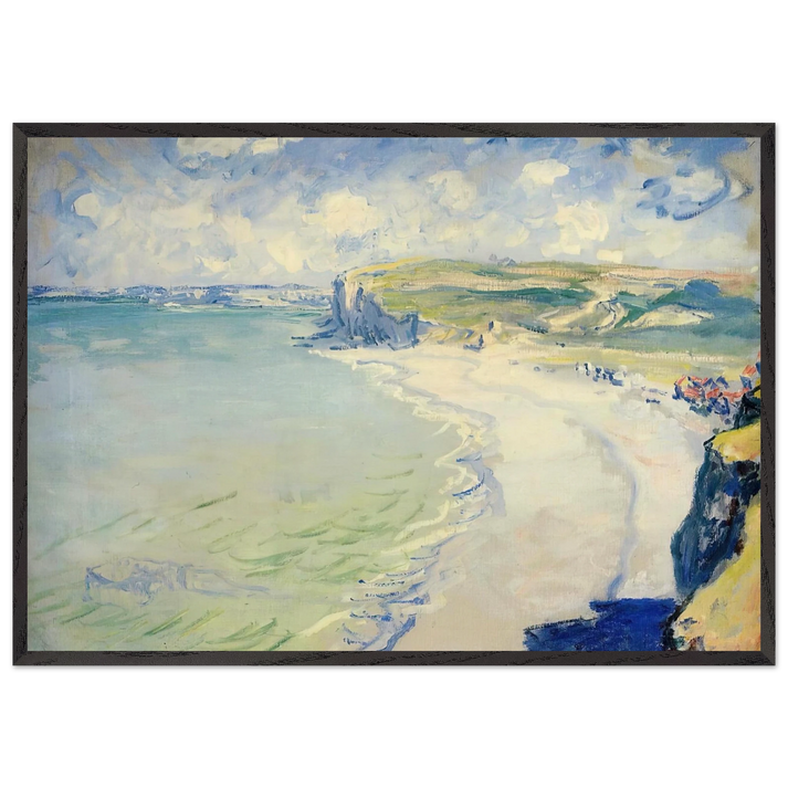 The Beach at Pourville - claude monet 70x100 cm / 28x40 inches Framed Art Print – Black Wooden Frame