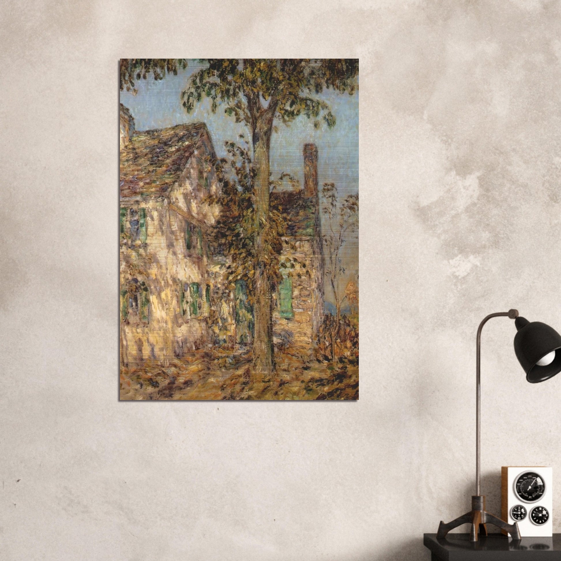 Sunlight on an Old House, Putnam - Childe Hassam Brushed Aluminum Print - 70x100 cm / 28x40 inches | Childe Hassam Aluminum Print | Childe Hassam Prints