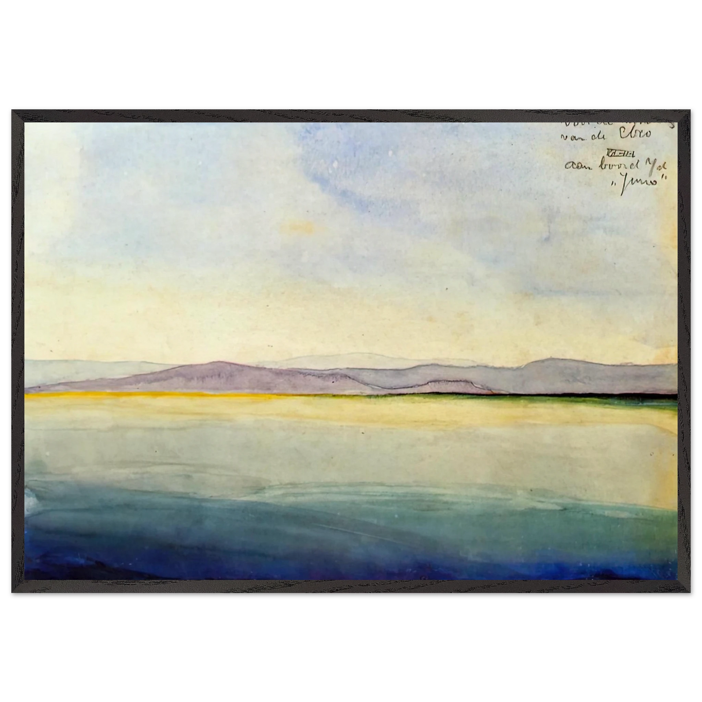 THE SEA AT THE MOUTH OF THE EBRO - MC Escher Framed Art Print – Black Wooden Frame - Default Title - -Framed Art Print