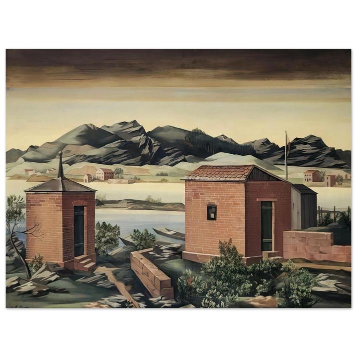 Julius Bissier - Imbarcadero a Zurigo - 1927  75x100 cm / 30x40inches Fine Art Poster