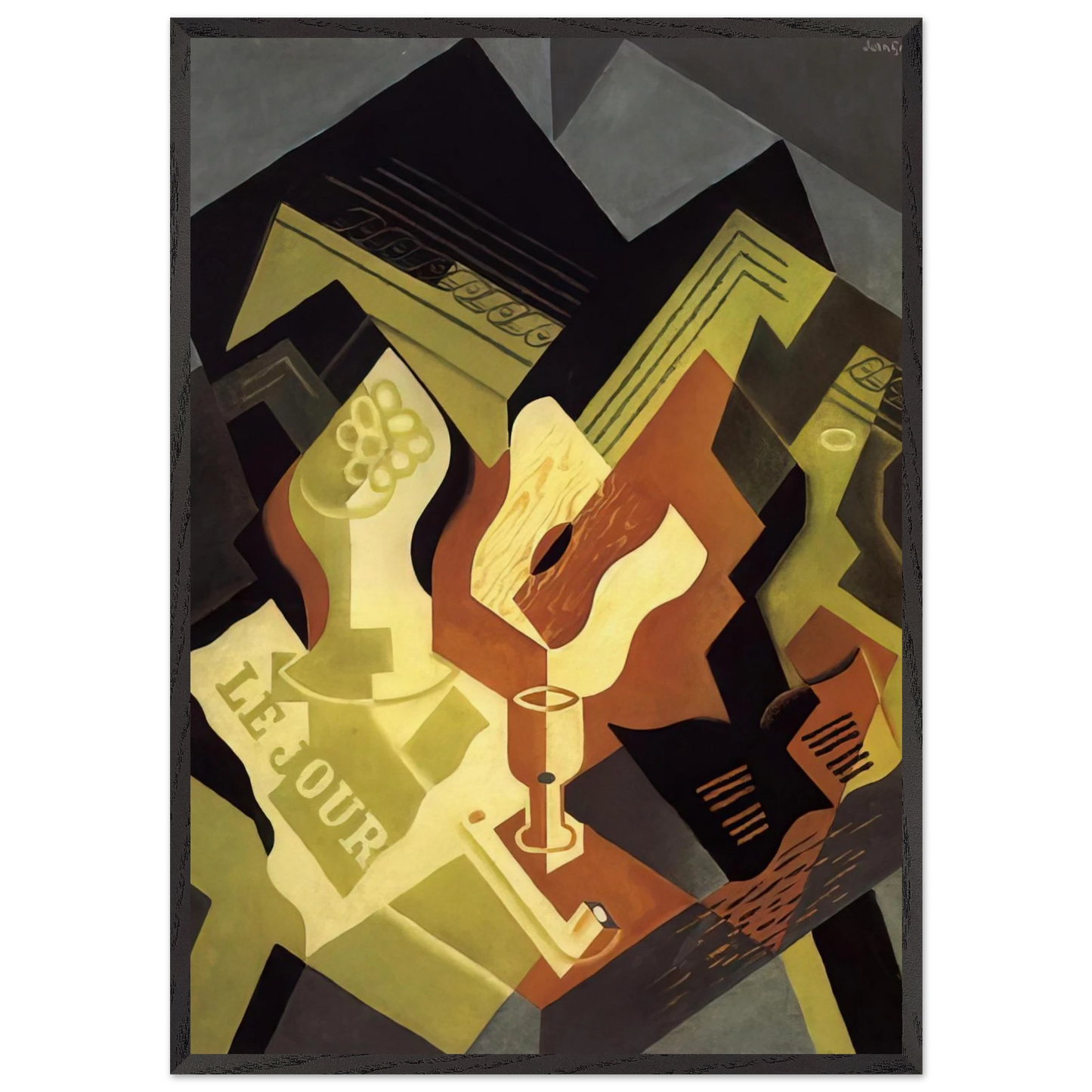 GUITAR AND FRUIT DISH - Juan Gris Framed Art Print – Black Wooden Frame - Default Title - -Framed Art Print
