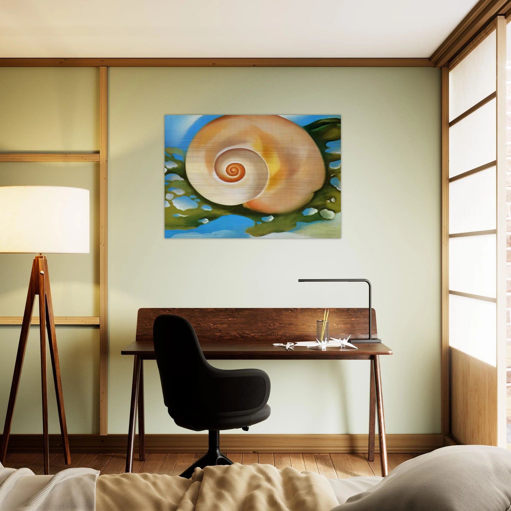 Pink Shell with Seaweed - Georgia O'Keeffe Brushed Aluminum Print - 70x100 cm / 28x40 inches | Georgia O'Keeffe Aluminum Print | Georgia O'Keeffe Prints