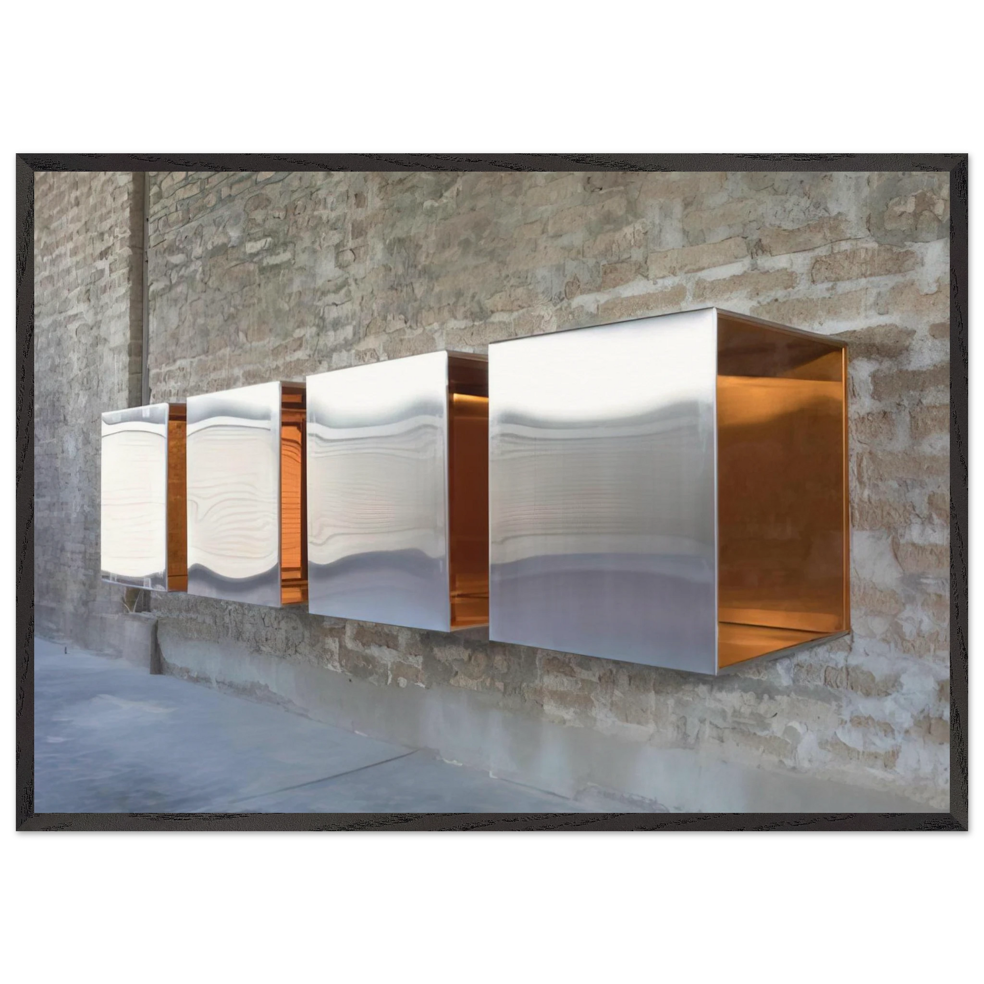 Untitled First Multi-Unit Work - 1966 - Donald Judd Framed Art Print – Black Wooden Frame - Default Title - -Framed Art Print