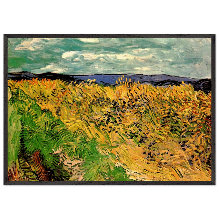 Wheat Field with Cornflowers - Vincent van Gogh 70x100 cm / 28x40 inches Framed Art Print – Black Wooden Frame