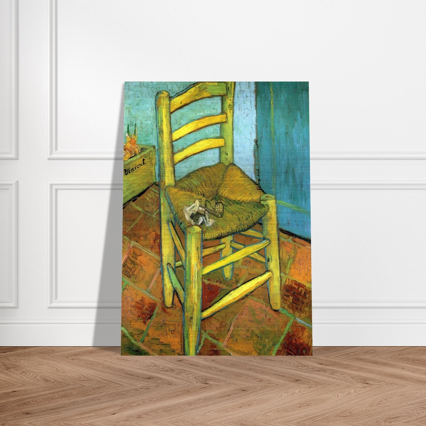 Van Gogh's Chair - Vincent van Gogh Brushed Aluminum Print - 70x100 cm / 28x40 inches | Vincent van Gogh Aluminum Print | Vincent van Gogh Prints