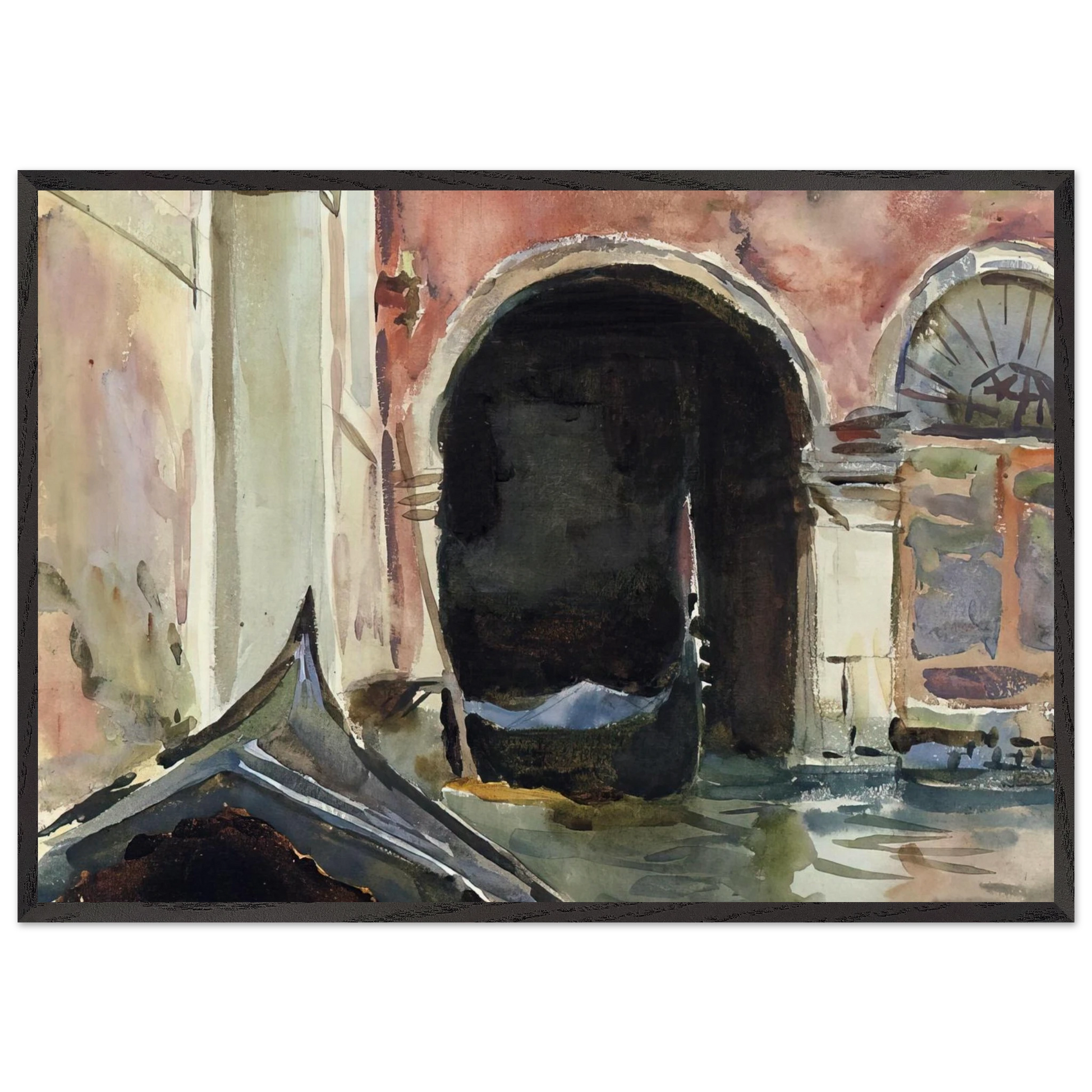Venetian Canal - John Singer Sargent Framed Art Print – Black Wooden Frame - Default Title - -Framed Art Print