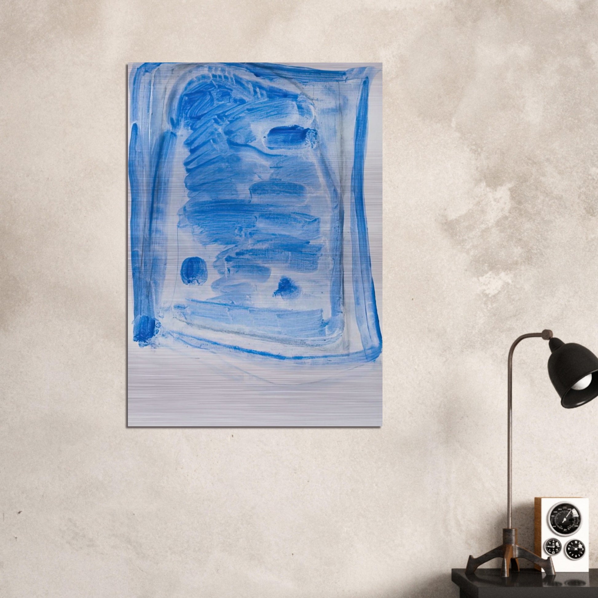 Sketchy Cobaltic Blue Flag - 2009 - Ralston Crawford Brushed Aluminum Print - 70x100 cm / 28x40 inches | Ralston Crawford Aluminum Print | Ralston Crawford Prints