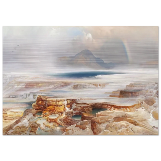 Hot Springs of the Yellowstone - Thomas Moran Brushed Aluminum Print - 70x100 cm / 28x40 inches | Thomas Moran Aluminum Print | Thomas Moran Prints
