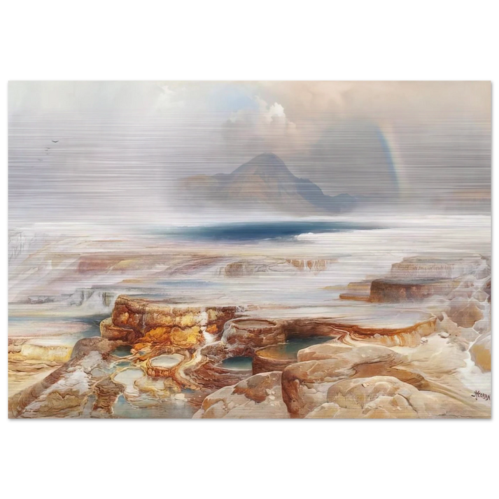 Hot Springs of the Yellowstone - Thomas Moran Brushed Aluminum Print - 70x100 cm / 28x40 inches | Thomas Moran Aluminum Print | Thomas Moran Prints