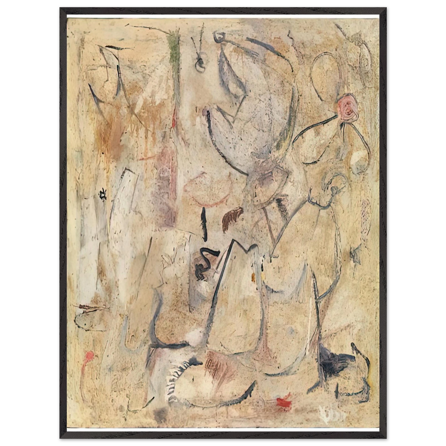 Helen Frankenthaler - Beach, 1950- Wall Art - 60x80 cm / 24x32 inches - Premium Wooden Framed Poster With Fine Art Paper - White frame