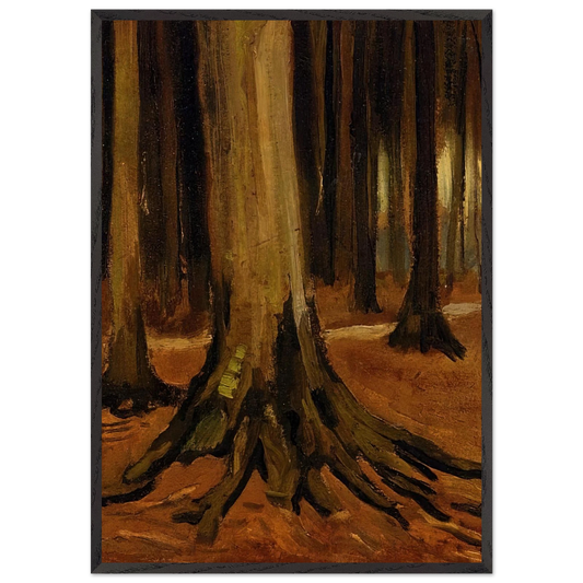 Girl in the Woods - Vincent van Gogh 70x100 cm / 28x40 inches Framed Art Print – Black Wooden Frame