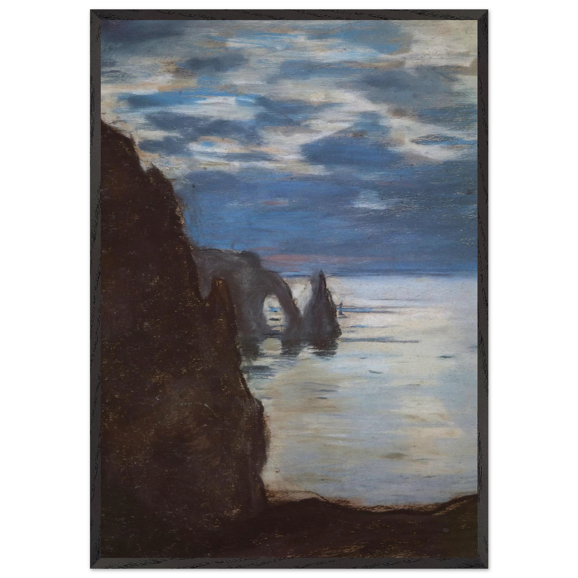 Etretat the Needle Rock and Porte dAval - claude monet Framed Art Print – Black Wooden Frame - Default Title - -Framed Art Print