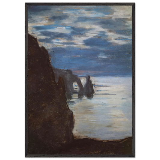 Etretat the Needle Rock and Porte dAval - claude monet 70x100 cm / 28x40 inches Framed Art Print – Black Wooden Frame