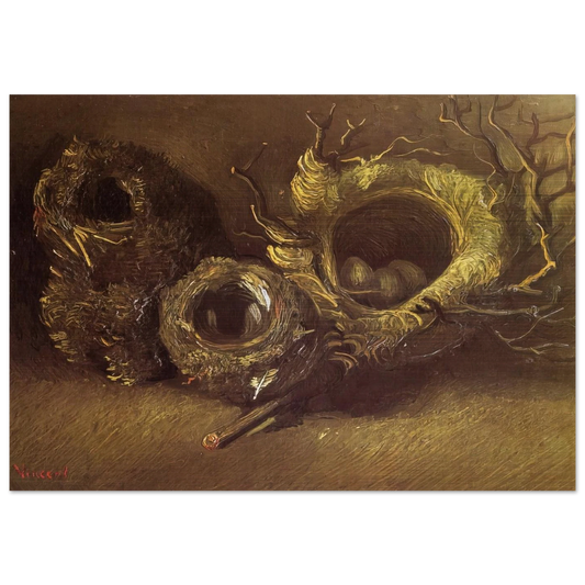 Still Life with Three Birds Nests - Vincent van Gogh Brushed Aluminum Print - 70x100 cm / 28x40 inches | Vincent van Gogh Aluminum Print | Vincent van Gogh Prints