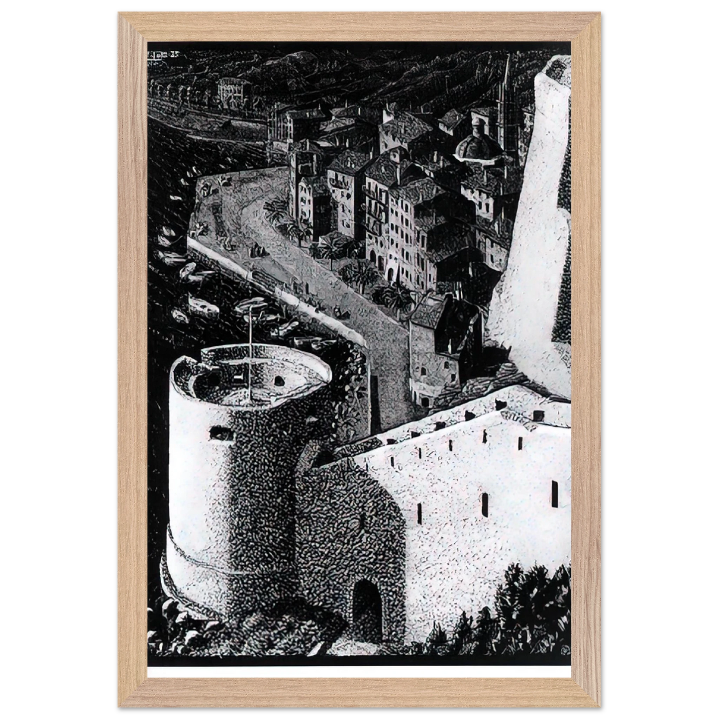 MC Escher - ESCHER (23) Wall Art - 30x40 cm / 12x16 inches - Premium Wooden Framed Poster With Fine Art Paper - White frame