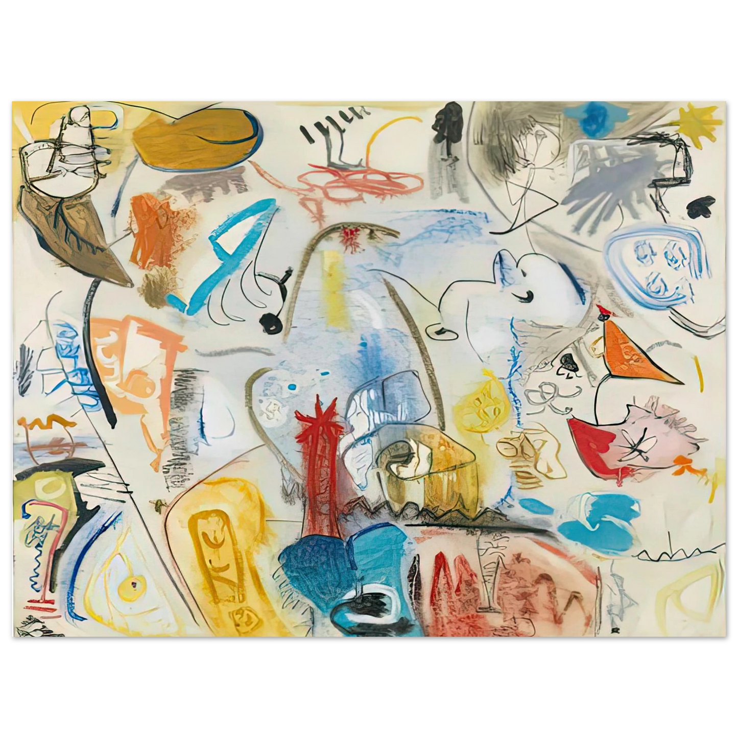 Helen Frankenthaler - Circus Landscape, 1951- Wall Art - 60x80 cm / 24x32 inches - Premium Wooden Framed Poster With Fine Art Paper - White frame