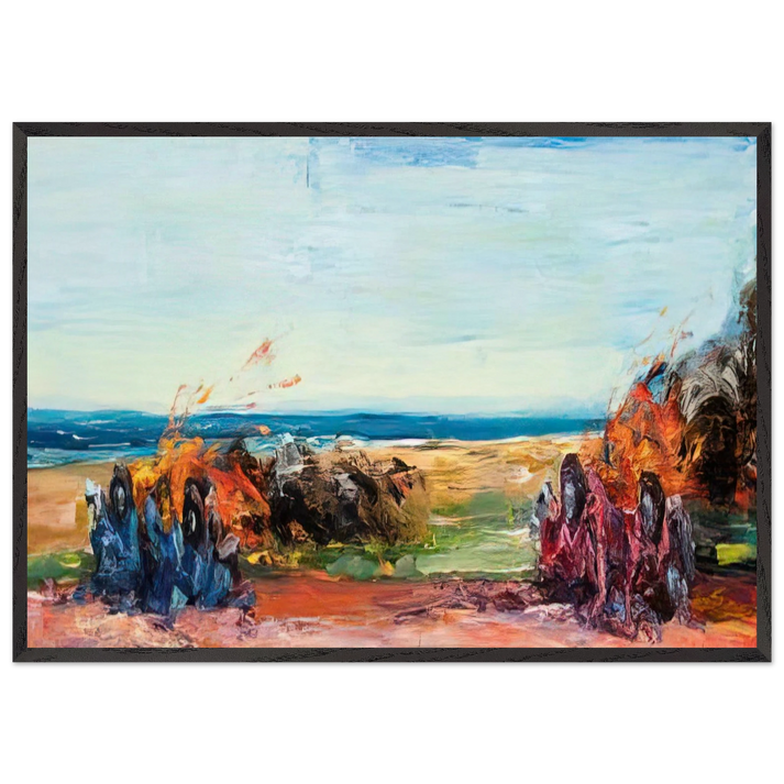 Car Crash Wipe Out on Pacific Coast Highway - 1984 - Carlos Almaraz 70x100 cm / 28x40 inches Framed Art Print – Black Wooden Frame