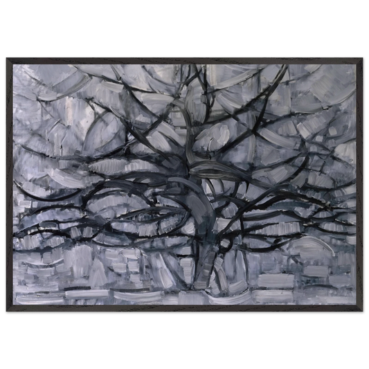 The Gray Tree - Piet Mondrian 70x100 cm / 28x40 inches Framed Art Print – Black Wooden Frame