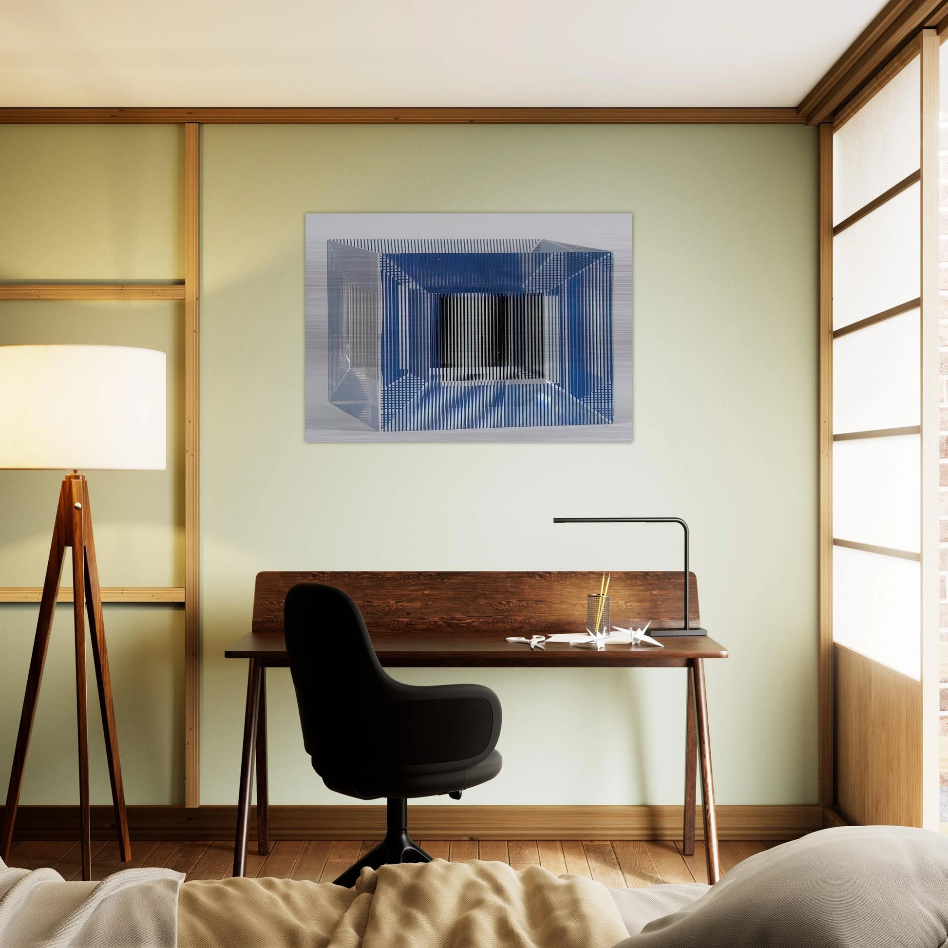 CUBE WITH AMBIGOUS SPACE 1981 - Jesus Rafael Soto Brushed Aluminum Print - 70x100 cm / 28x40 inches | Jesus Rafael Soto Aluminum Print | Jesus Rafael Soto Prints