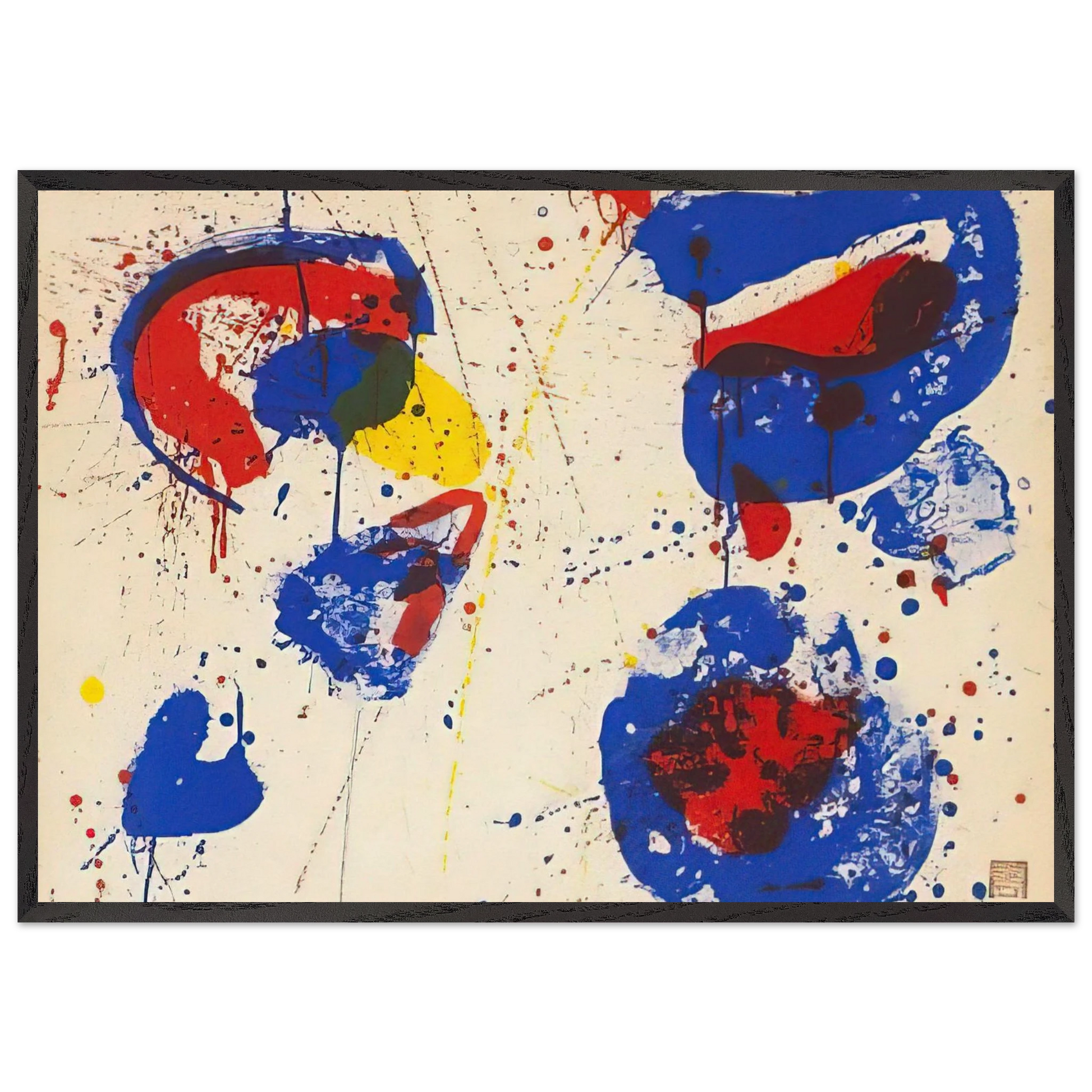 Hurrah for the Red White and Blue - Sam Francis Framed Art Print – Black Wooden Frame - Default Title - -Framed Art Print