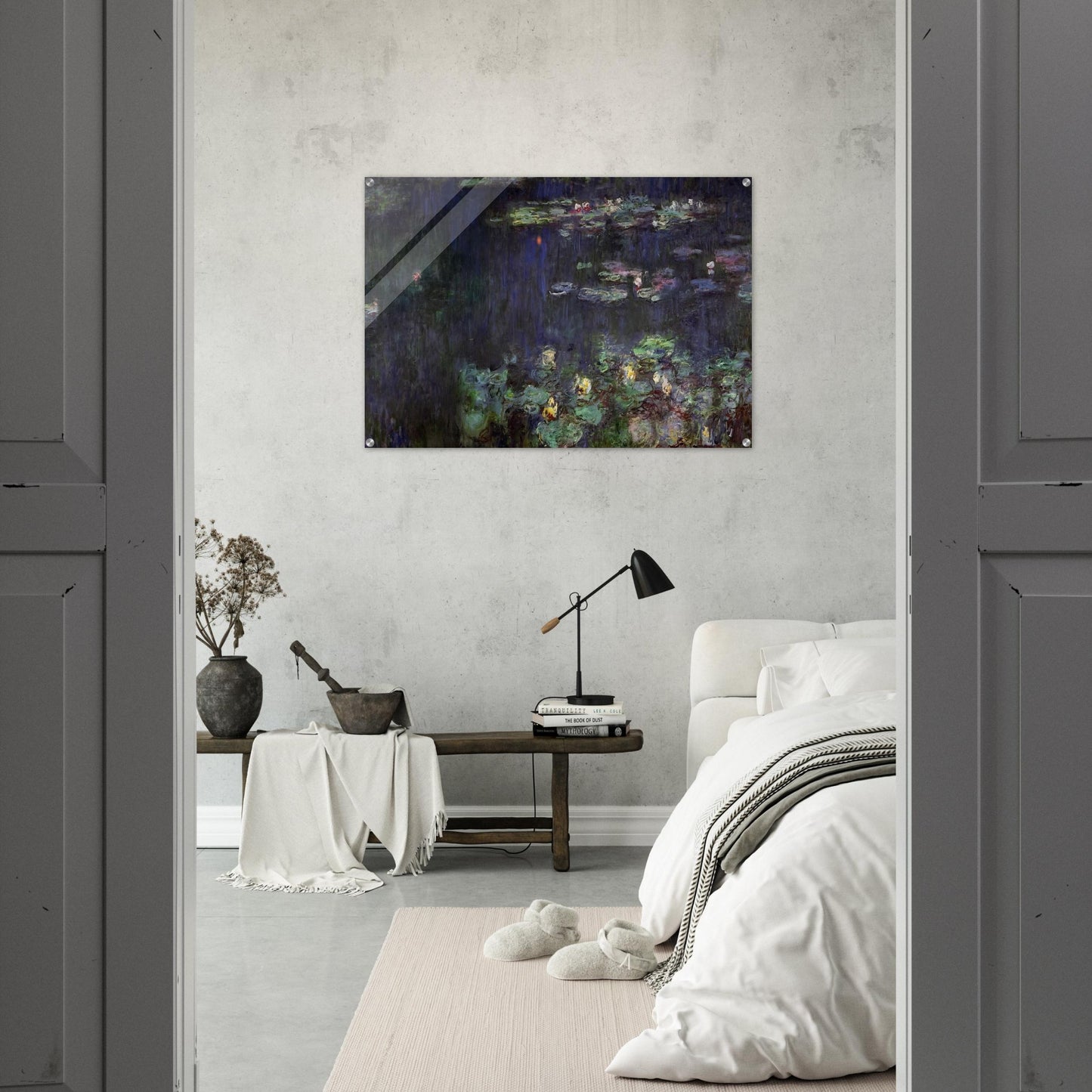 Water Lilies, Green Reflection right half - claude monet Acrylic Print - 70x100 cm / 28x40″ inches