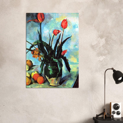Tulips in a Vase - Paul Cézanne Brushed Aluminum Print - 70x100 cm / 28x40 inches | Paul Cézanne Aluminum Print | Paul Cézanne Prints