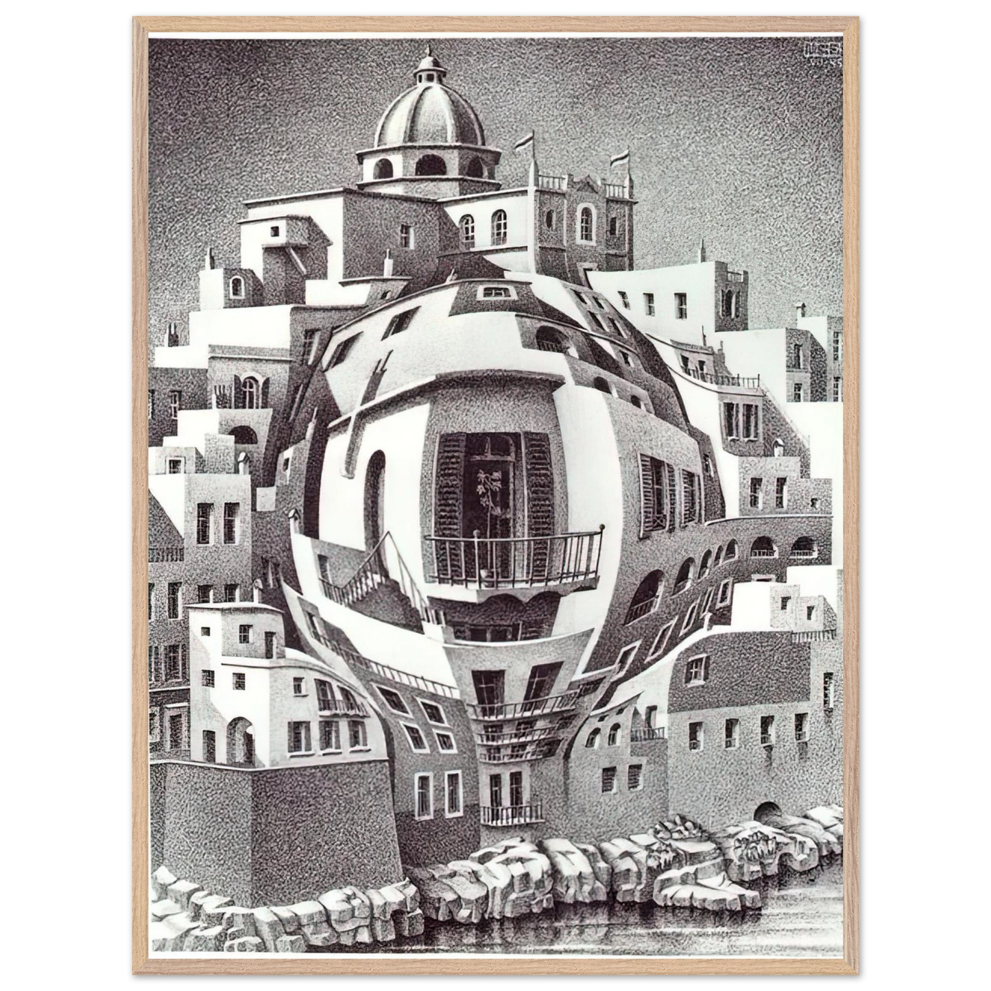 MC Escher - BALCONY Wall Art - 60x80 cm / 24x32 inches - Fine Art Poster - -