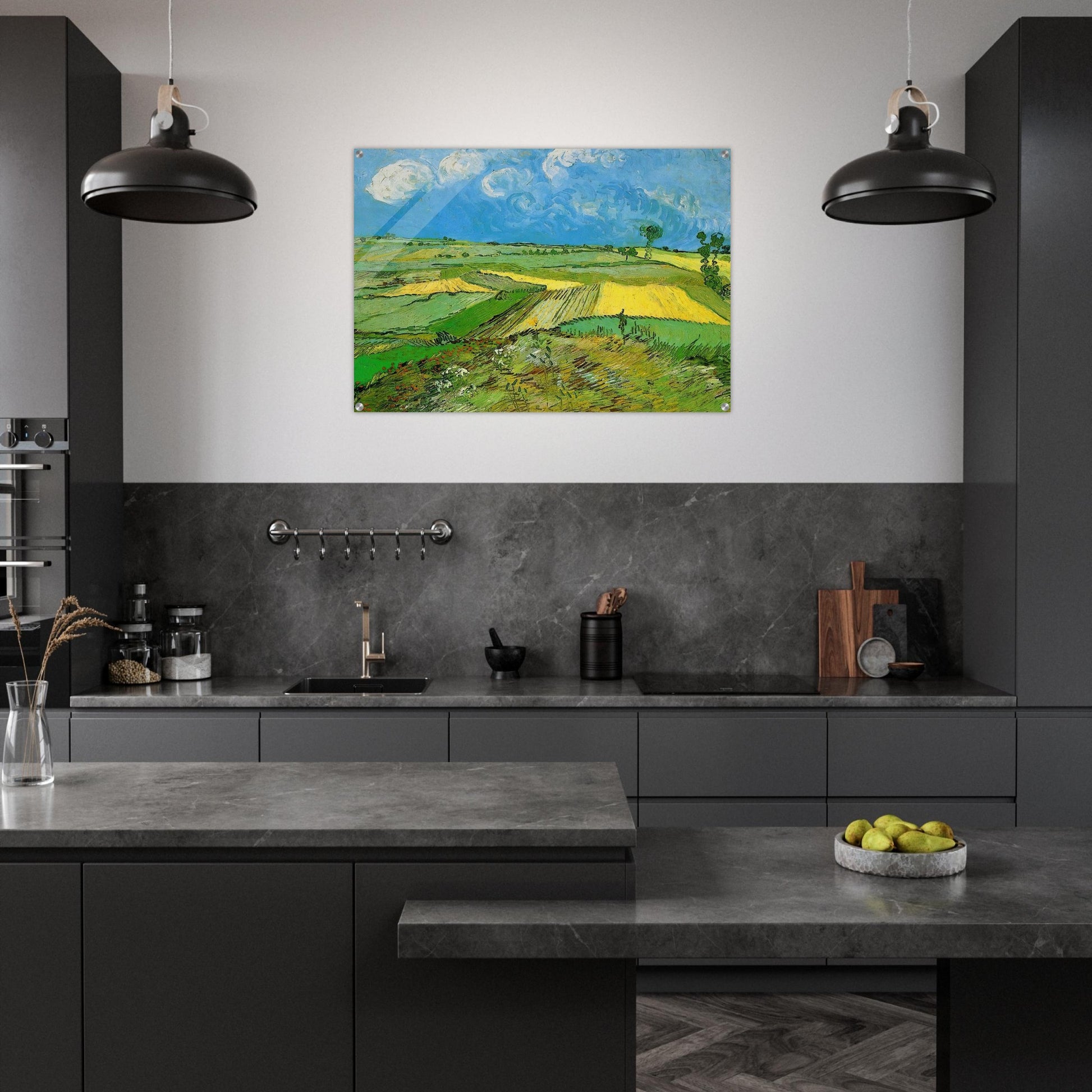 Wheat Fields at Auvers Under Clouded Sky - Vincent van Gogh Acrylic Print - 70x100 cm / 28x40″ inches