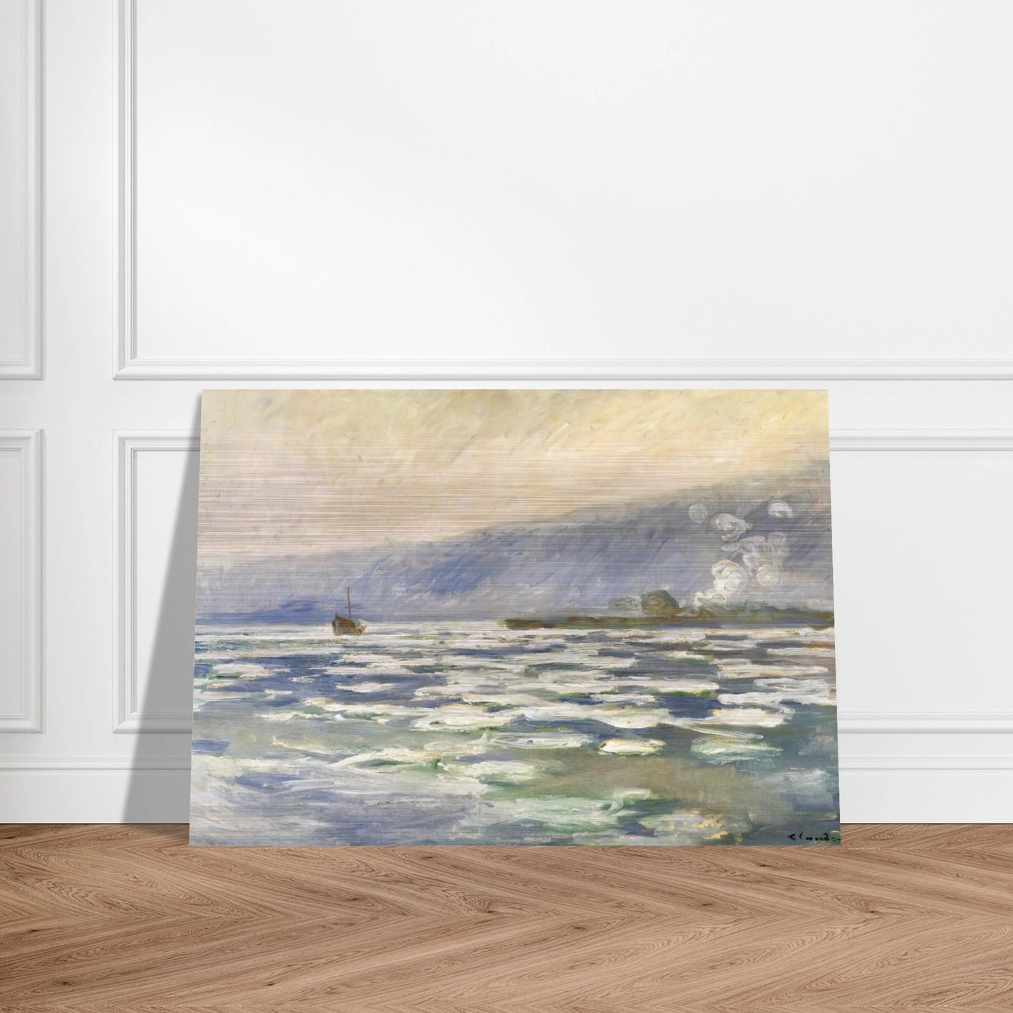 Ice, Lock Port Villez - claude monet Brushed Aluminum Print - 70x100 cm / 28x40 inches | claude monet Aluminum Print | claude monet Prints