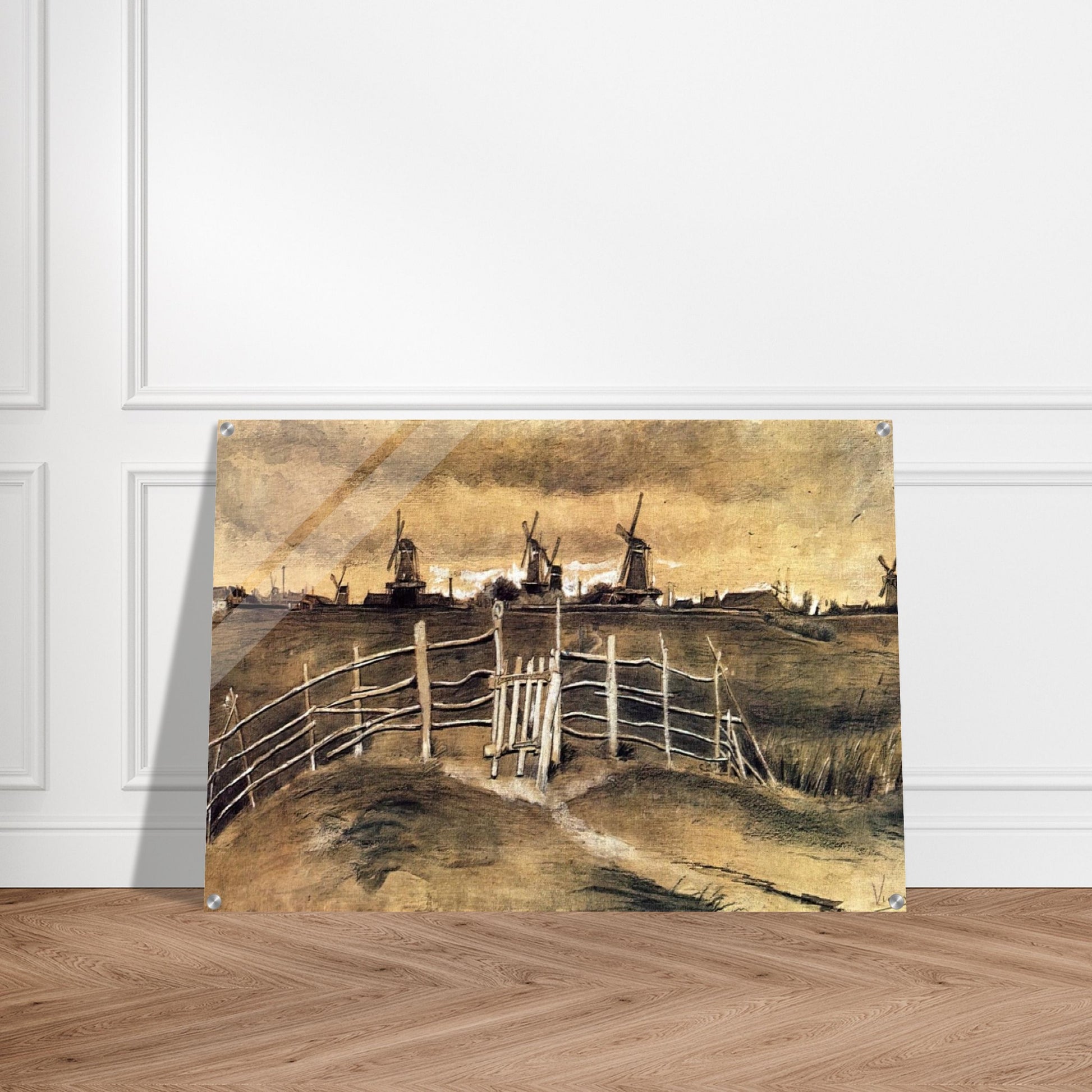 Windmils at Dordrecht - Vincent van Gogh Acrylic Print - 70x100 cm / 28x40″ inches