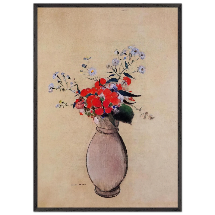 BOUQUET OF FLOWERS 2 - Odilon Redon 70x100 cm / 28x40 inches Framed Art Print – Black Wooden Frame
