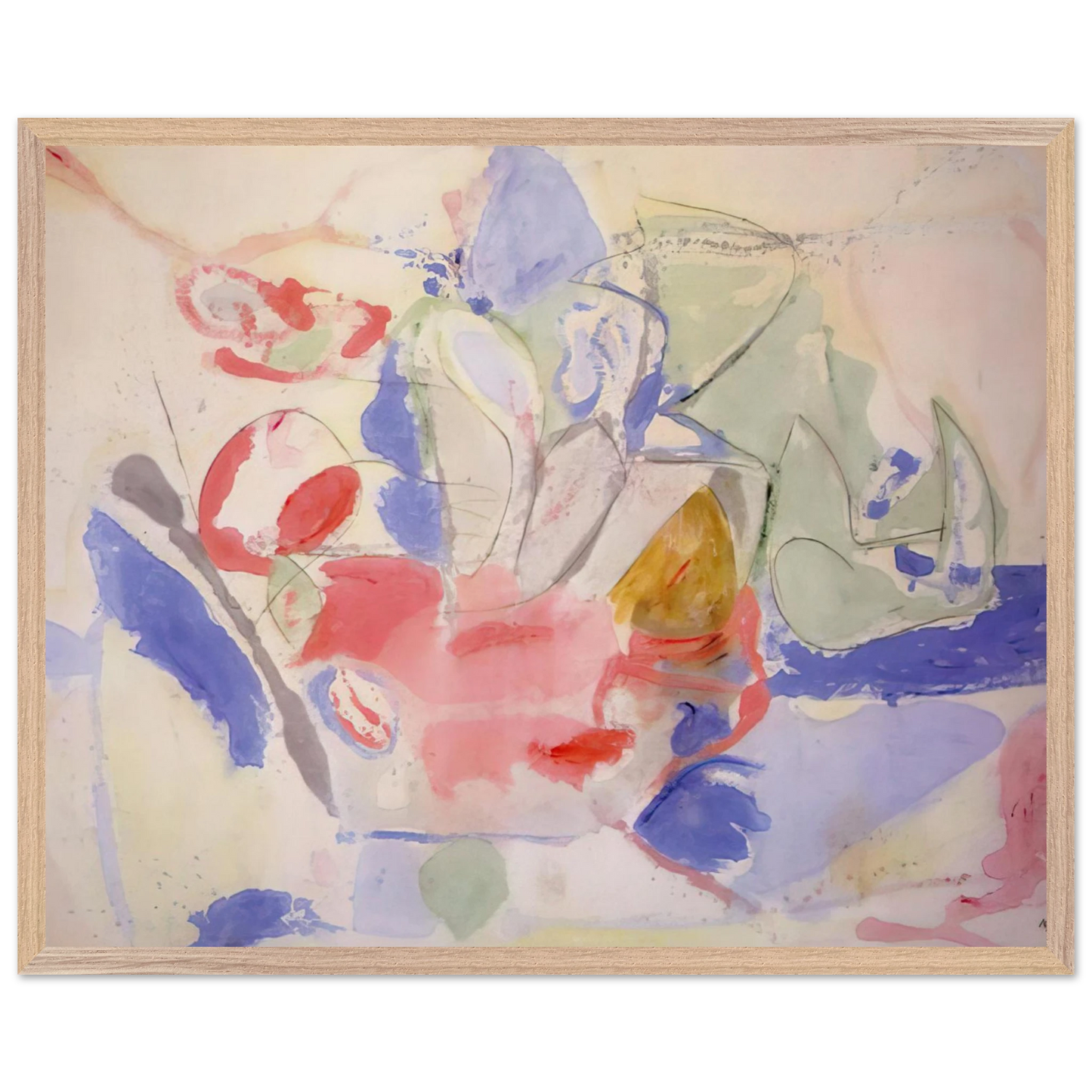 Helen Frankenthaler - Mountains and Sea - 1952 Wall art - 20x25 cm / 8x10 Inches - Premium Wooden Framed Poster With Fine Art Paper - Wood frame