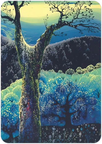 Orchard in Bloom By Eyvind Earle Pack of 10 Post Cards | Eyvind Earle Post Cards | A6 (10.5 x 14.8 cm) - 4.1 x 5.8 inches