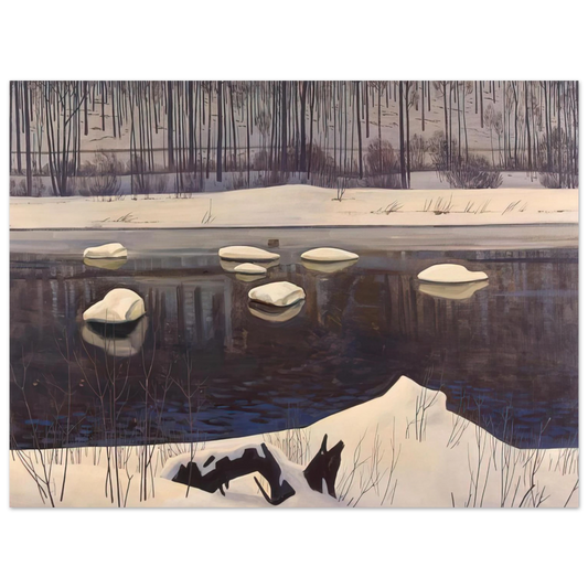 Rockwell Kent - Au Sable River, Winter, Adirondacks Fine Art Poster - Default Title