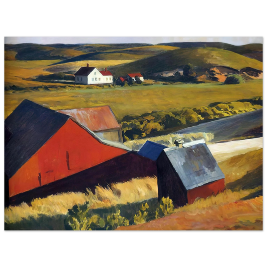 Edward Hopper - Cobbs Barns and Distant Houses Fine Art Poster - 13x18 cm / 5x7 inches