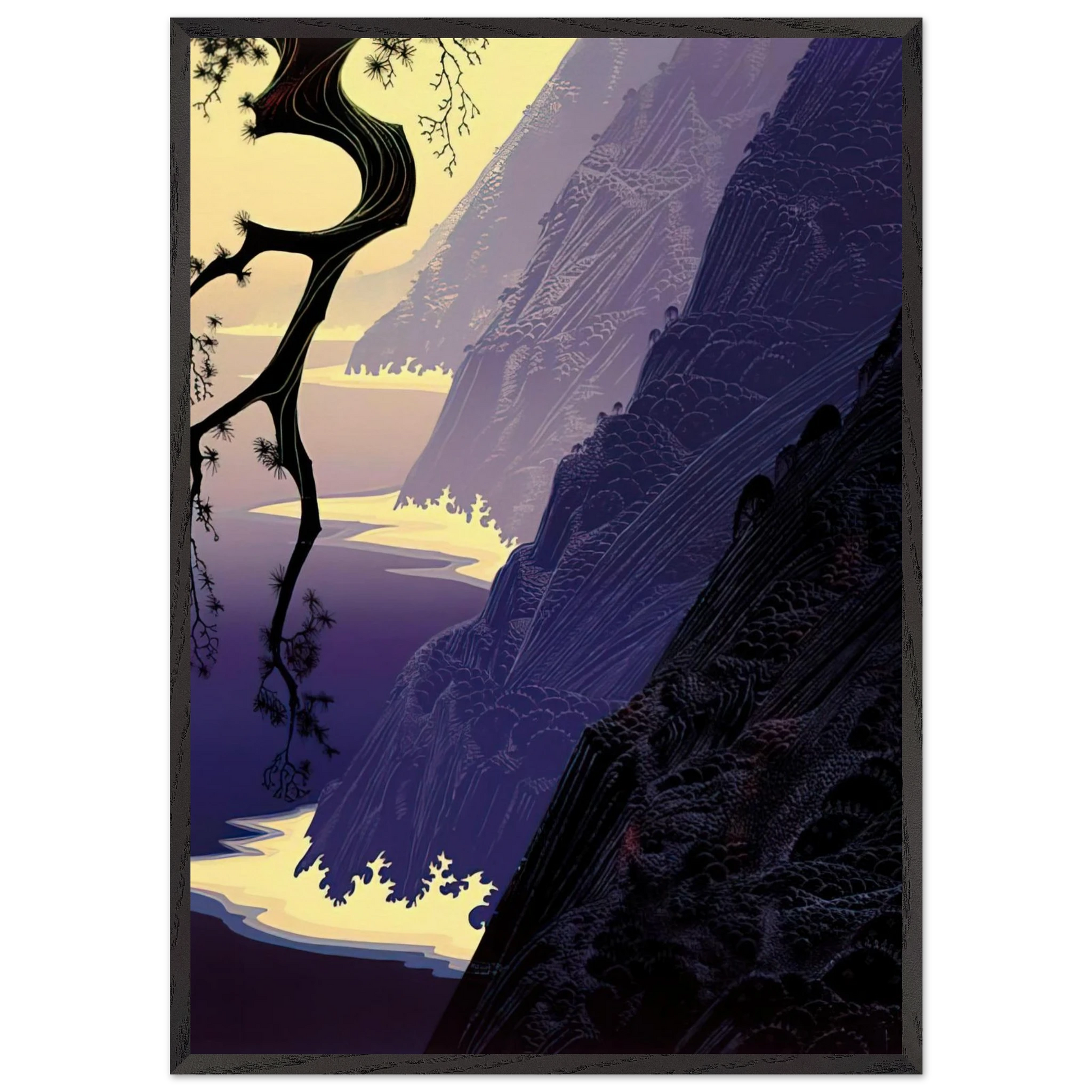 Purple Mist - Eyvind Earle Framed Art Print – Black Wooden Frame - Default Title - -Framed Art Print