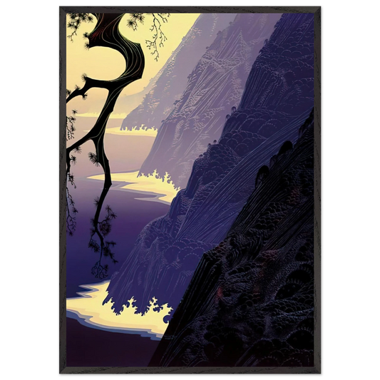 Purple Mist - Eyvind Earle Framed Art Print – Black Wooden Frame - Default Title - -Framed Art Print