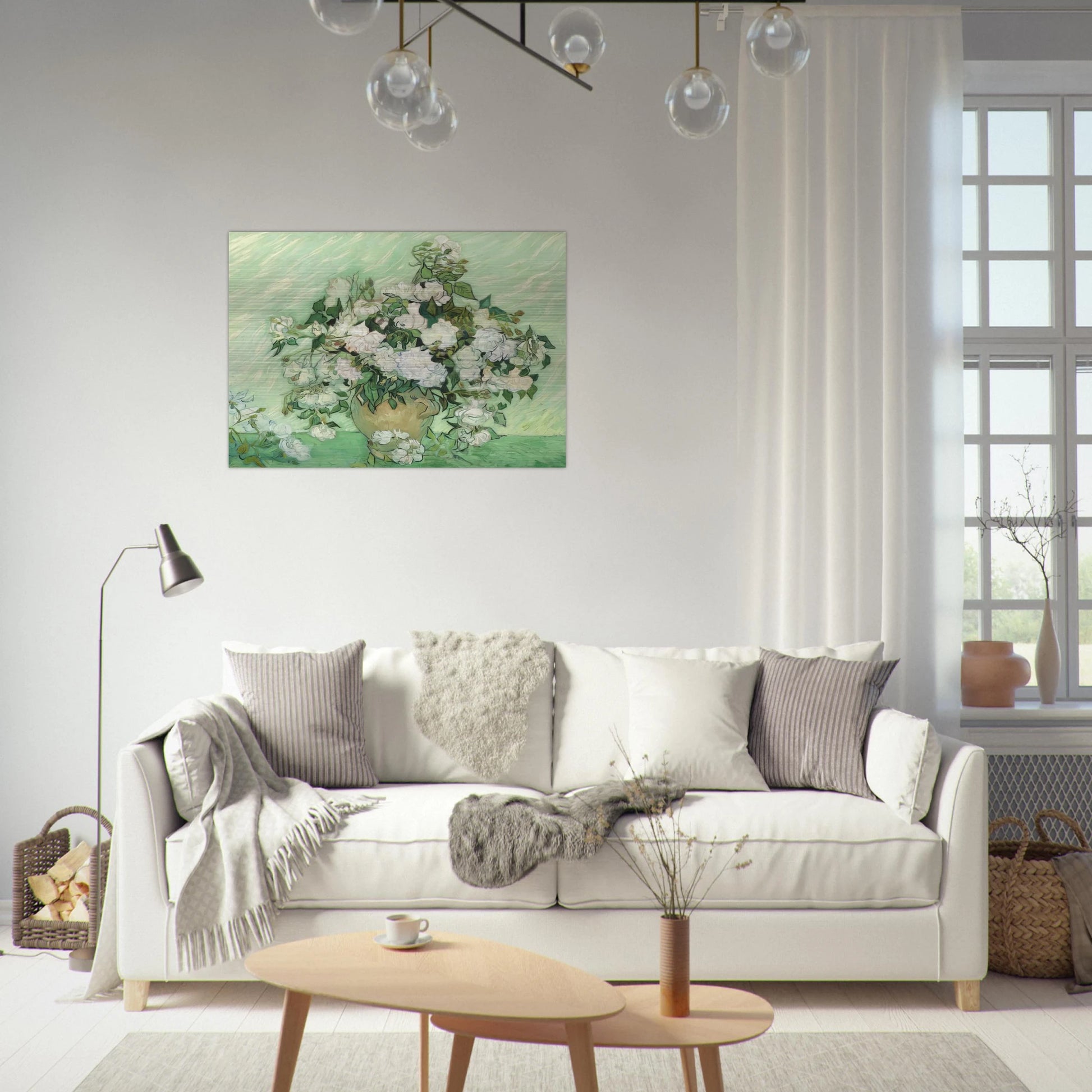 Vase with Pink Roses - Vincent van Gogh Brushed Aluminum Print - 70x100 cm / 28x40 inches | Vincent van Gogh Aluminum Print | Vincent van Gogh Prints